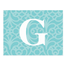 Utsmyckad blom- Monogram - brevG Vykort