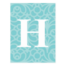 Utsmyckad blom- Monogram - brevH Vykort