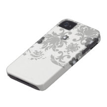 utsmyckad formell svart vitdamast iPhone 4 cover