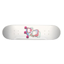 Utsmyckad grafisk rosabebisbarnvagn skate board