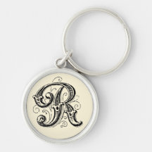 Utsmyckad Monogram "R" - Keychain Nyckel Ringar