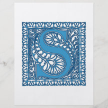 Utsmyckad Monogram S Flygblad Designs