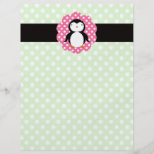 Utsmyckad pingvingröntpolka dots flygblad