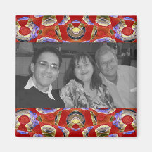 utsmyckad röd photoframe magneter för kylskåp