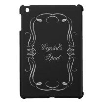 Utsmyckad svart- och silverram ipad mini fodral