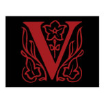 Utsmyckat brev V Vykort