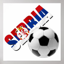 Uttryckte den serbiska flagga för Serbia fotbollbo Affisch