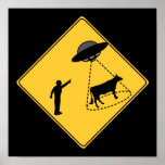 Vägteckenko och UFO-affisch