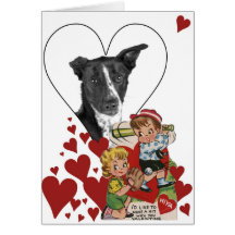 Valentin 8 för hundfotovintage hälsningskort