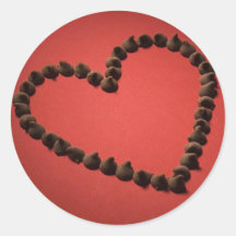 Valentin för chokladchipkärlek hjärta för dag rund klistermärke