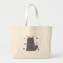 Valentin för hårig för svart för ChowChow Tote Bags