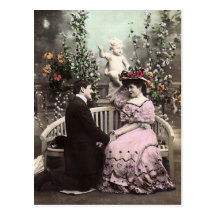 Valentinflicka med den rosa Victorianklänningen Vykort