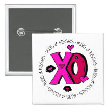 Valentinkramar och kyssar knappar med nål
