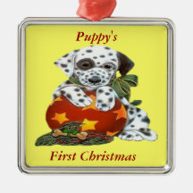 Valp/hund första julprydnad julgranskula