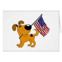 Valp med flagga hälsnings kort