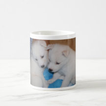 Valpar som cudling kaffe muggar