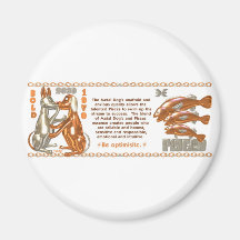 Valxarts 1970 2030 MetalDog zodiac födda Pisces Kylskåpmagneter