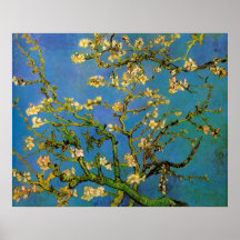 Van Gogh; Blomstra mandelträd, vintageblommor Affisch