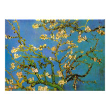 Van Gogh; Blomstra mandelträd, vintageblommor Inbjudan