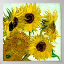 Van Gogh: För solrosvintage för vas tolv konst Affisch