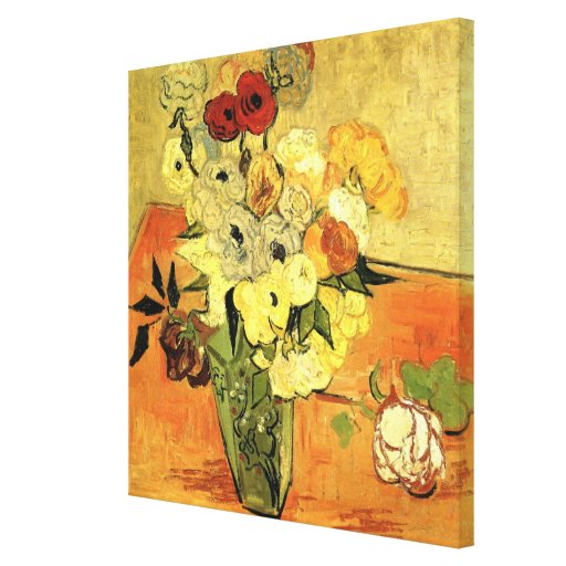 Van Gogh; För vasro för stilleben japanska anemone Sträckt Kanvastryck