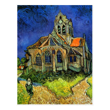 Van Gogh kyrka på Auvers (F789) konst Vykort