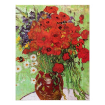 Van Gogh röda vallmo- och daisyinbjudningar