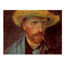 Van Gogh; Självporträtt med sugrörhatten och leda  Vykort