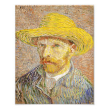 Van Gogh självporträtt med sugrörhatttrycket Fotografiska Tryck