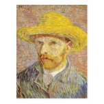 Van Gogh självporträtt med sugrörhattvykortet
