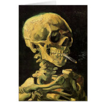 Van Gogh skalle med den brinna cigaretten, vintage Hälsnings Kort