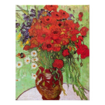 Van Gogh; Stilleben: Röda vallmor och daisy Anpassningsbara Inbjudningskort