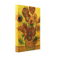 Van Gogh - stillebenvas med femton solrosor Sträckta Canvas Tryck
