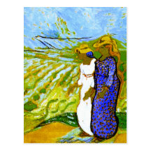 Van Gogh två kvinnor som korsar fält Vykort