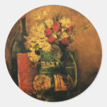 Van Gogh; Vas med nejlikor, ro och en flaska Klistermärken