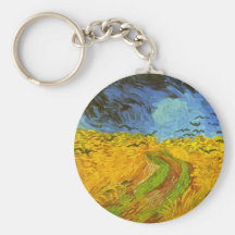 Van Gogh vetefält med fåglar för kråkavintagelantg Nyckelringar