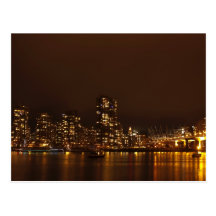 Vancouver hamn på natten vykort
