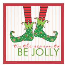 Var det Jolly roliga partyet för jul för älvafothe Anpassningsbara Inbjudningskort