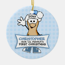 Vår Lil jordnöt första jul (blått) Julgransdekoration