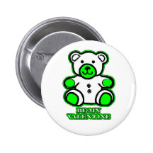 Var min grönt för valentinbjörnvit MUSEET Zazzle Pins