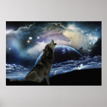 Varg som tjuter på månen posters