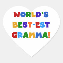 Världs Bäst-est ljusa färger Gramma Hjärtklistermärken