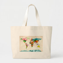 Världskartavattenfärger Tote Bags