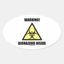 Varning! Biohazardinsida (Signagehumorn) Ovala Klistermärken