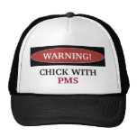 Varningschick med PMS-bolllocket Trucker Kepsar
