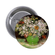 Vasen med Zinnias och annan blommar Knappar