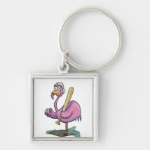 Vattenfärg för rosa Flamingo för baseball nyckfull Nyckelring