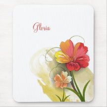 Vattenfärgblommigt Mousepad Musmatta