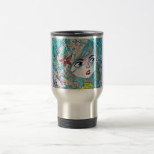 Vattenfärgflickatravel mug kaffe kopp