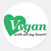 Vegan med all min hjärta runda klistermärken